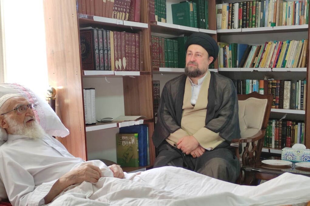 عیادت سیدحسن خمینی از آیت الله نوری همدانی