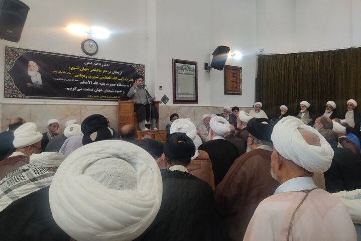 برگزاری مراسم بزرگداشت آیتالله شبیری زنجانی در دفتر آیت الله نوری همدانی